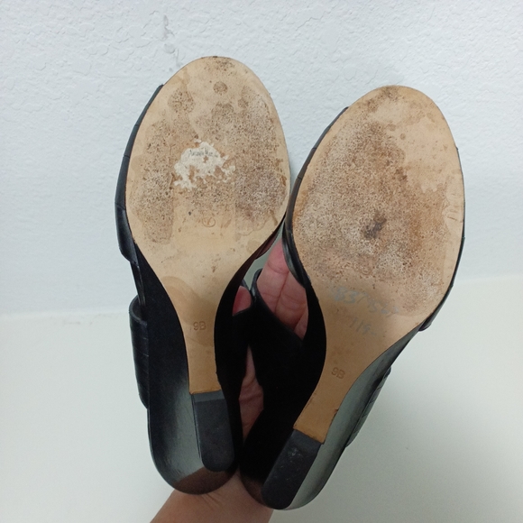 Cole Haan Peep Toe Black Wedges 9B - Picture 6 of 6